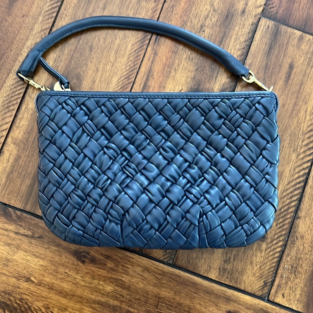 Clare V Petit Moyen Messenger in Puffy Woven - Bright Navy - Picture 5 of 15